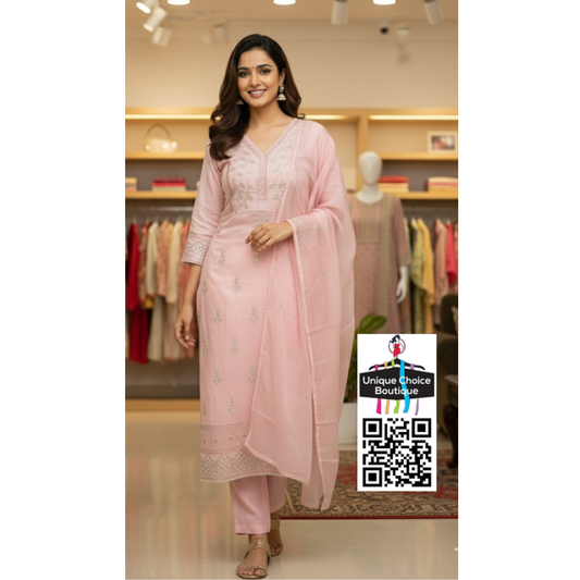 Light Pink Cotton Silk 3pc Salwar Suit 1