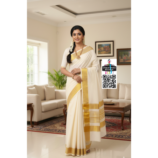 Onam Saree UAE - Authentic Kerala Kasavu Saree