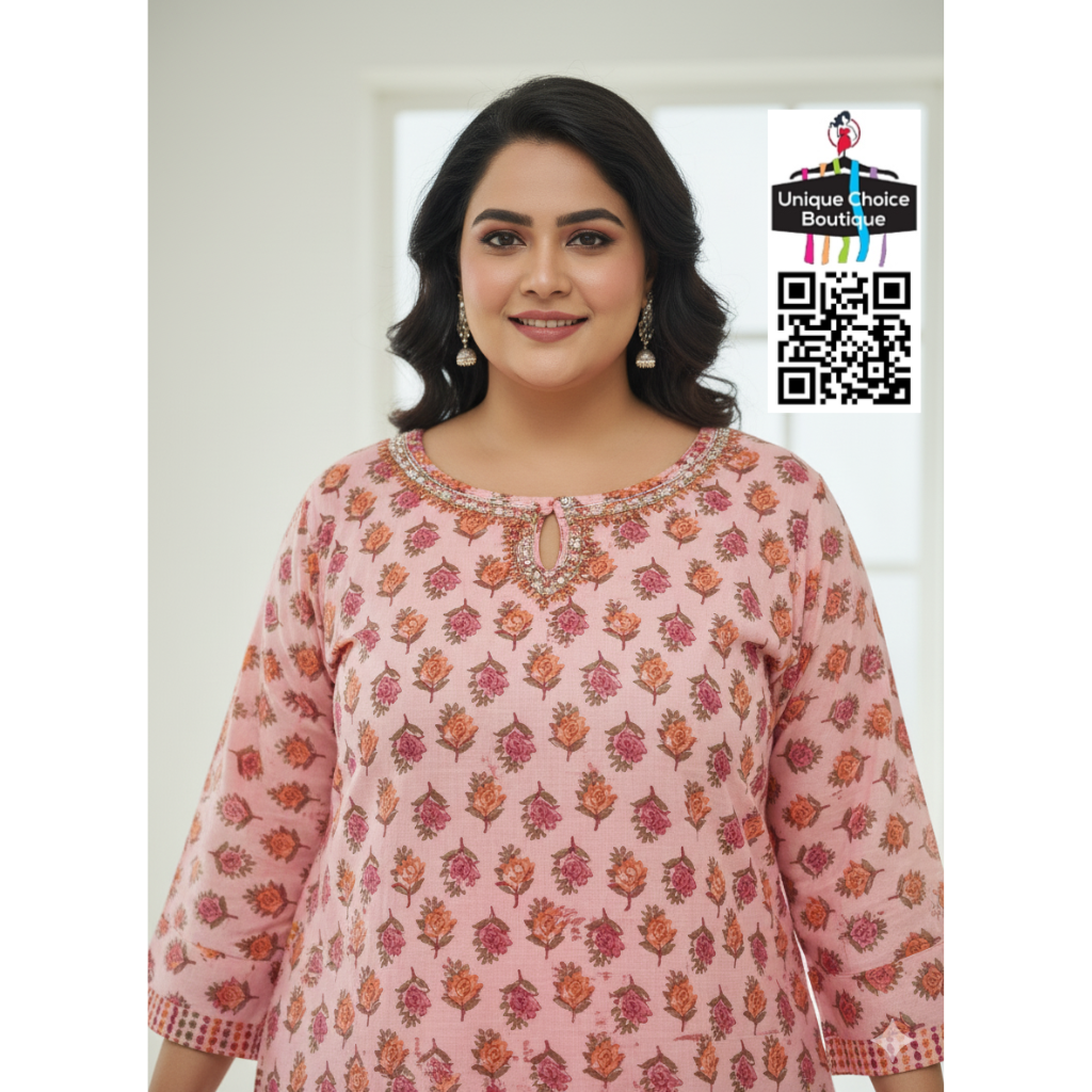 Peach Plus Size Floral Printed Co-Ord Set  2