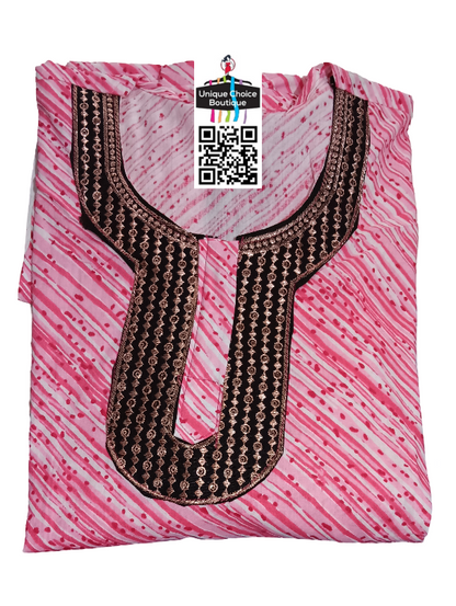 Pink_Embroidery_Mirror_work_Cotton_Nighty_long_sleeves-2