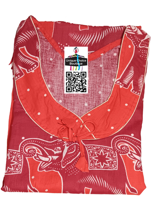 Pure Cotton Nighty No Zip Orange