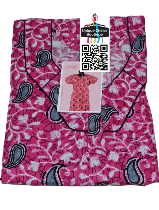 Rasathe Brand Cotton Nighty with Zip, Pink