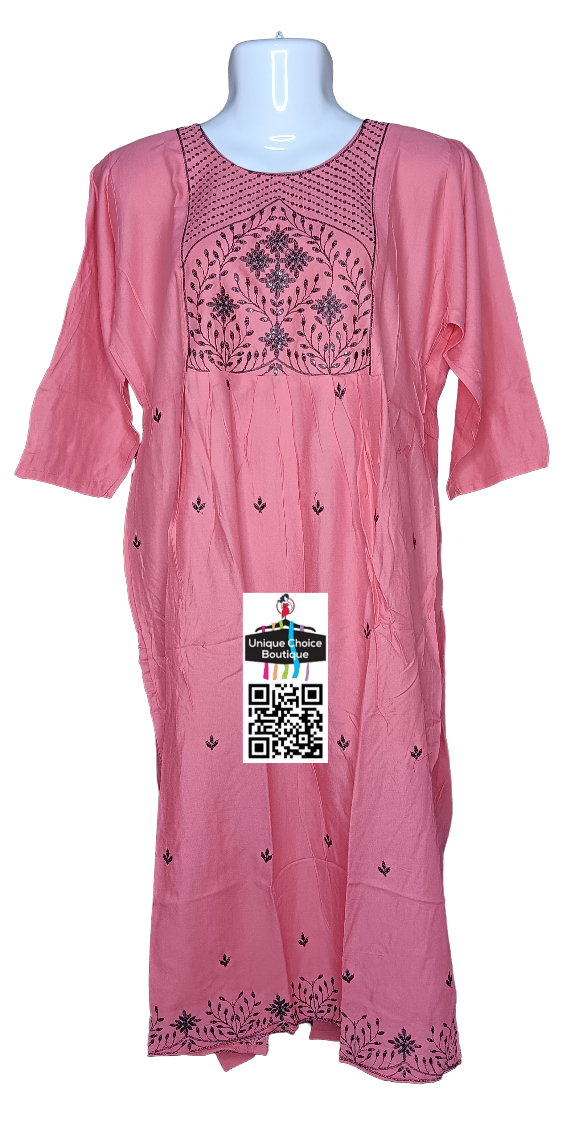 Rayon Alia Cut Anarkali Kurti with floral embroidery-1