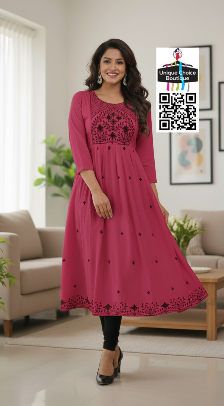 Rayon_Alia_Cut_Anarkali_Kurti_with_floral_embroidery_Peach_Alt