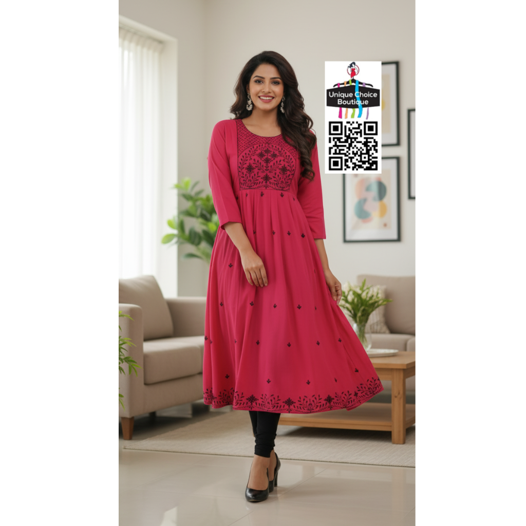 Rayon_Alia_Cut_Anarkali_Kurti_with_floral_embroidery_Peach_Alt1