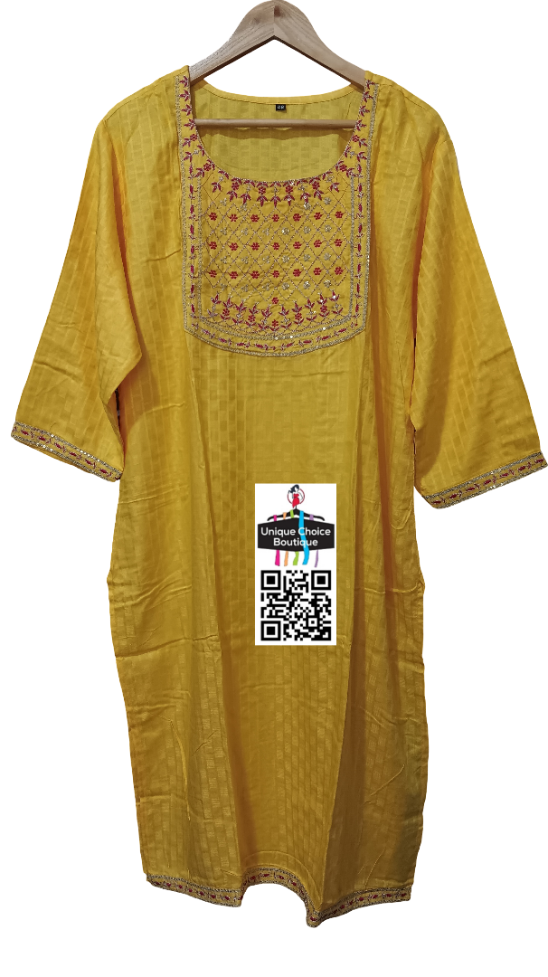 Ready-to-Wear 3pc Salwar Suits, Kurti Sets, Salwar Kameez |Yellow with Pink