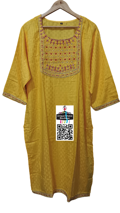 Ready-to-Wear 3pc Salwar Suits, Kurti Sets, Salwar Kameez |Yellow with Pink