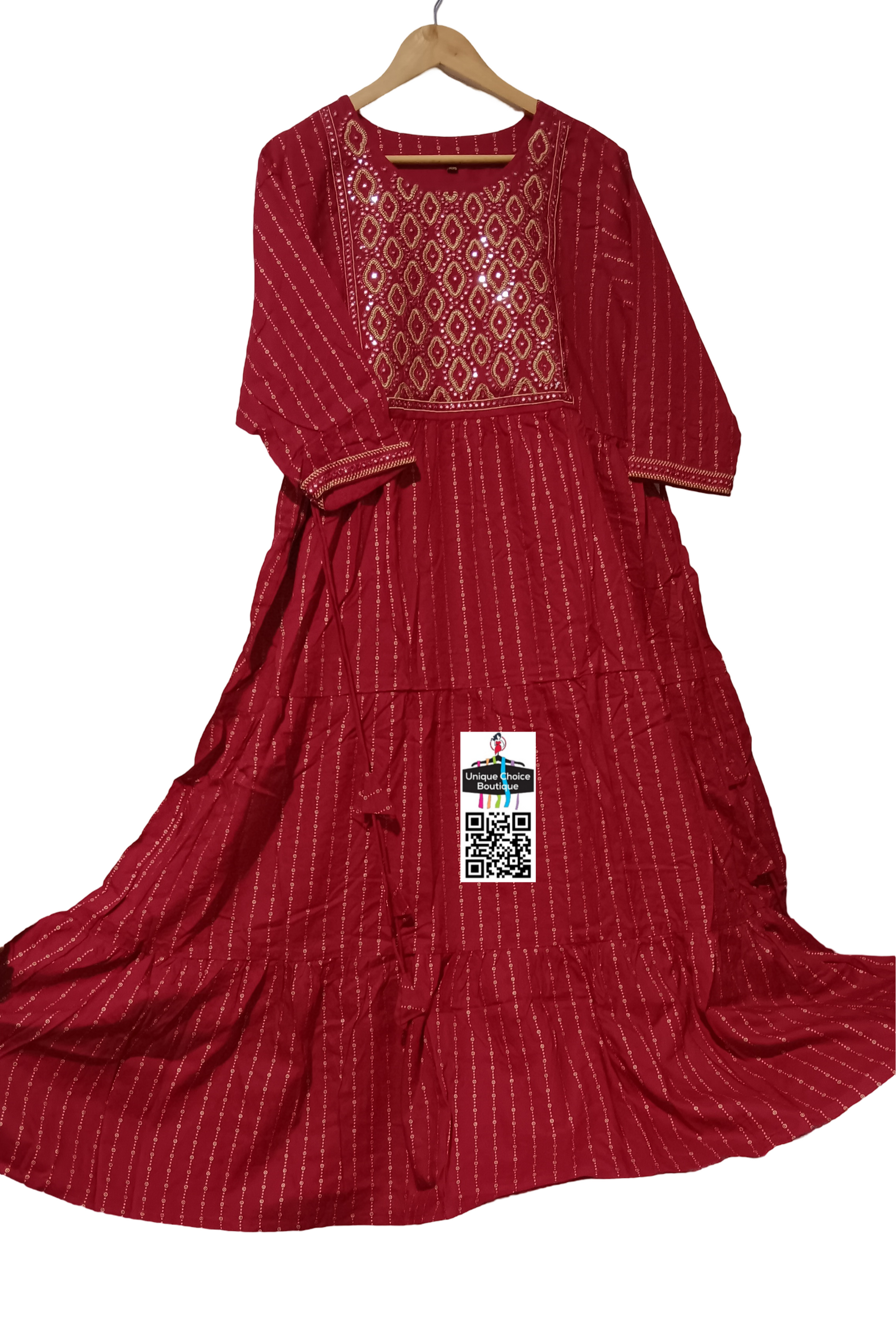 Red Rayon Anarkali Style Kurti 2