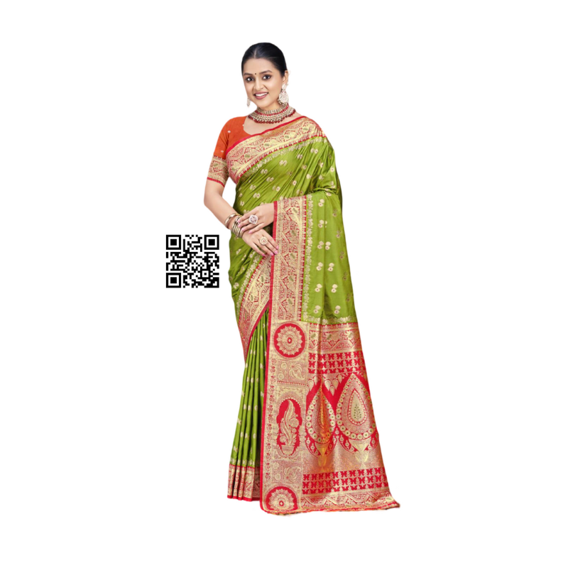 Royal Banarasi Silk Saree Parrot Green 3