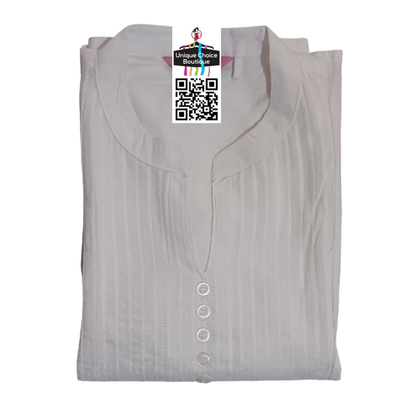 Branded Soft Rayon Cotton White Kurti – Office & Daily Wear