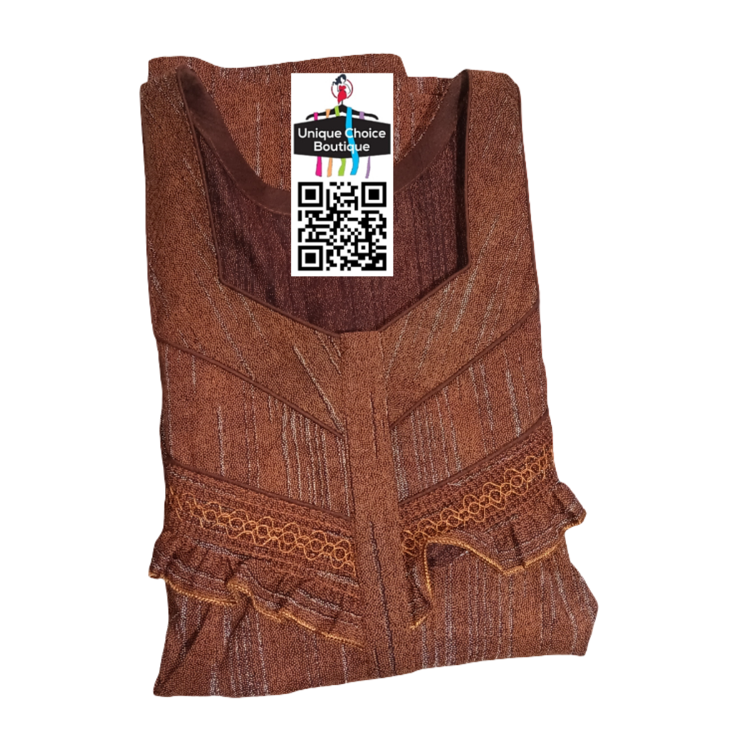 Cotton Feeding Nighty/ Maternity Dress with 3 Zips| Coffee Brown & White | Free Size