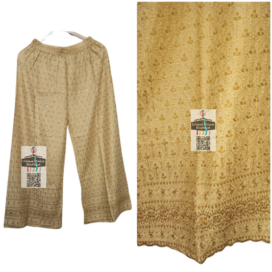 chikankariwork-palazzopant-beige-gold-freesize