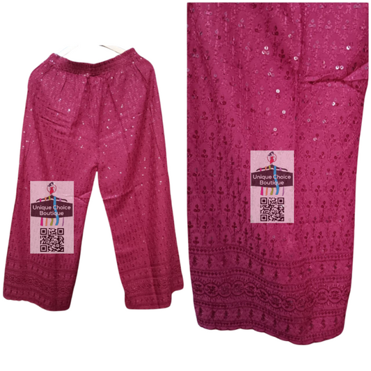 chikankariwork-palazzopant-maroon-freesize