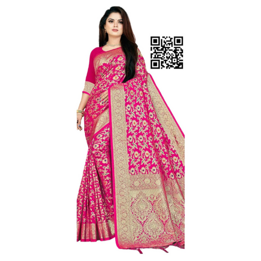Budget Friendly Bridal Banarasi Silk Saree-Pink