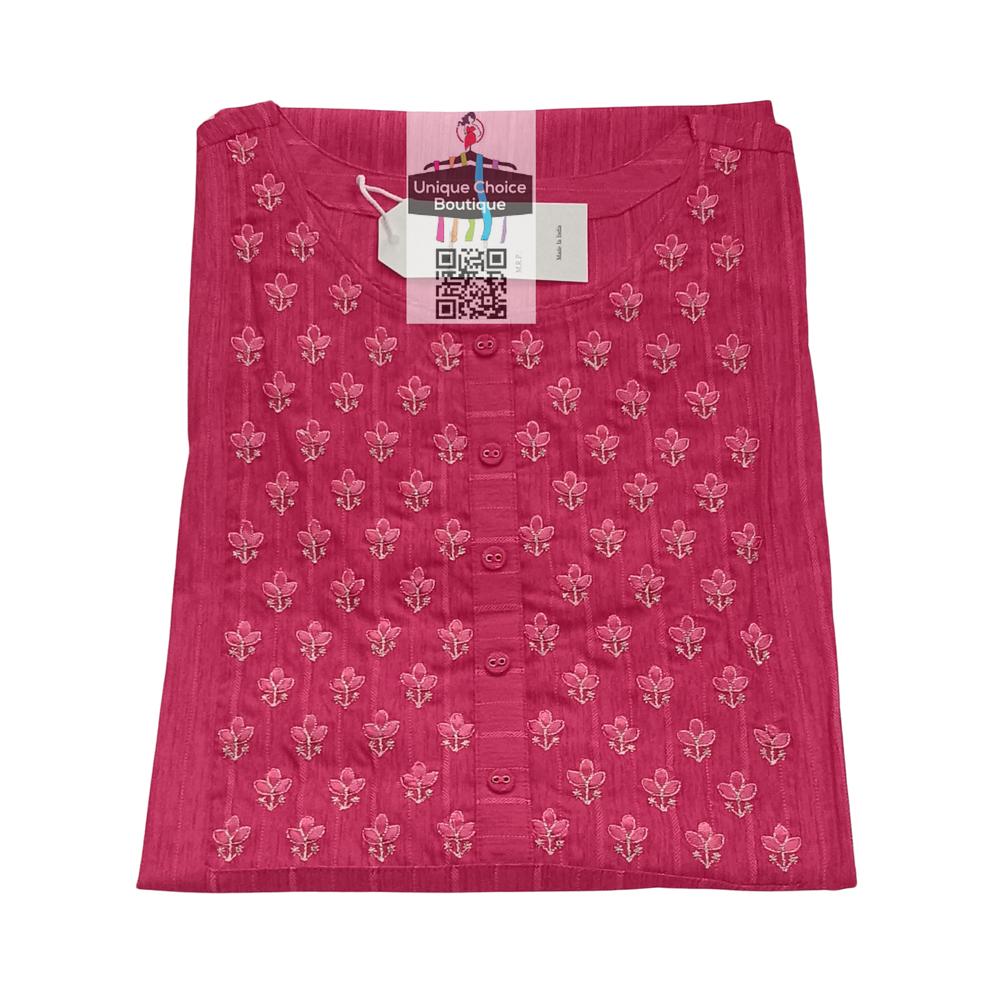 Magenta Pink Kurti-Branded,Embroidery work, Officewear Kurti