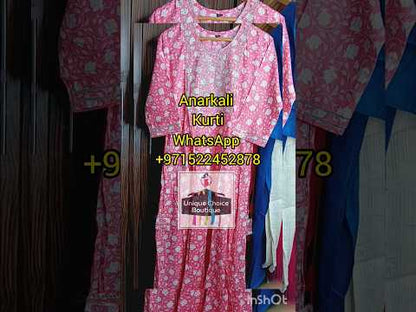 Pink Floral Anarkali Style Kurti