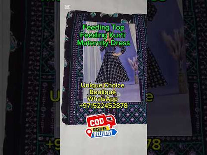 Feeding Kurti Maternity Dress Peacock Blue