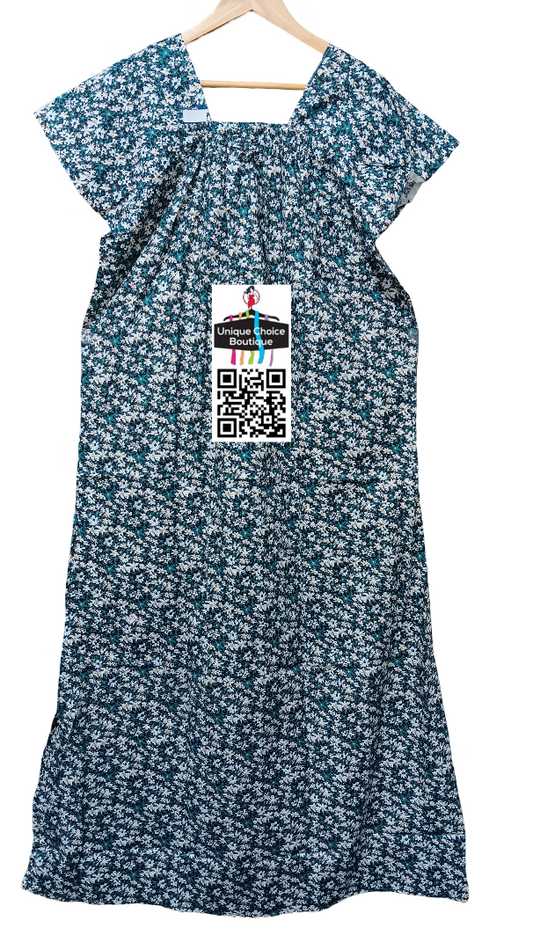 Muti Color Floral Elastic Neck Pure Cotton Nighty, No zip Nighty, Free Size/XXL Size