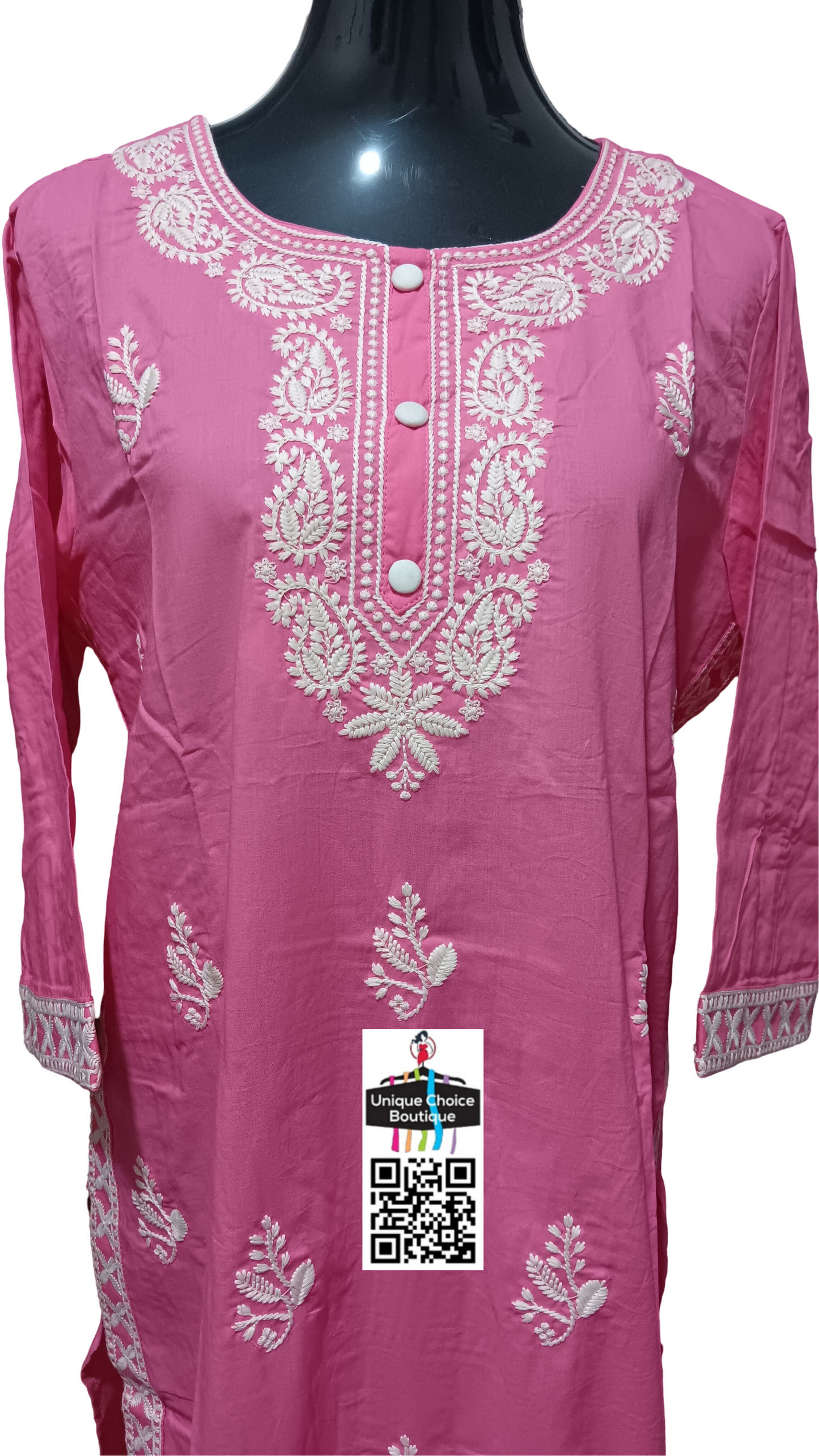Pink and White Lucknowi Chikankari Kurti sets, 3pc Salwar Suits, Salwar Kameez