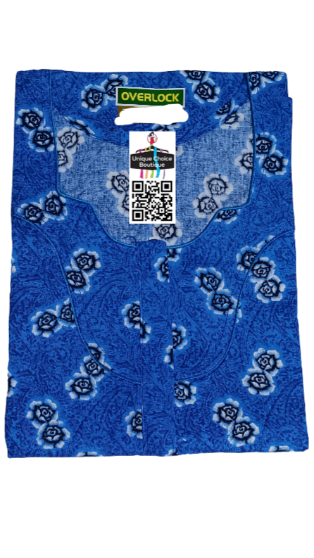 UNIQUE CHOICE Cotton Nighty, Night Gown-Blue Floral Print-3XL/ Plus Size, Tall Nighty, Zip Nighty