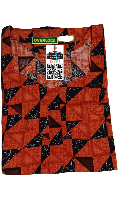 UNIQUE CHOICE Cotton Nighty, Night Gown-Orange and Black Print-3XL/ Plus Size, Tall Nighty, Zip Nighty