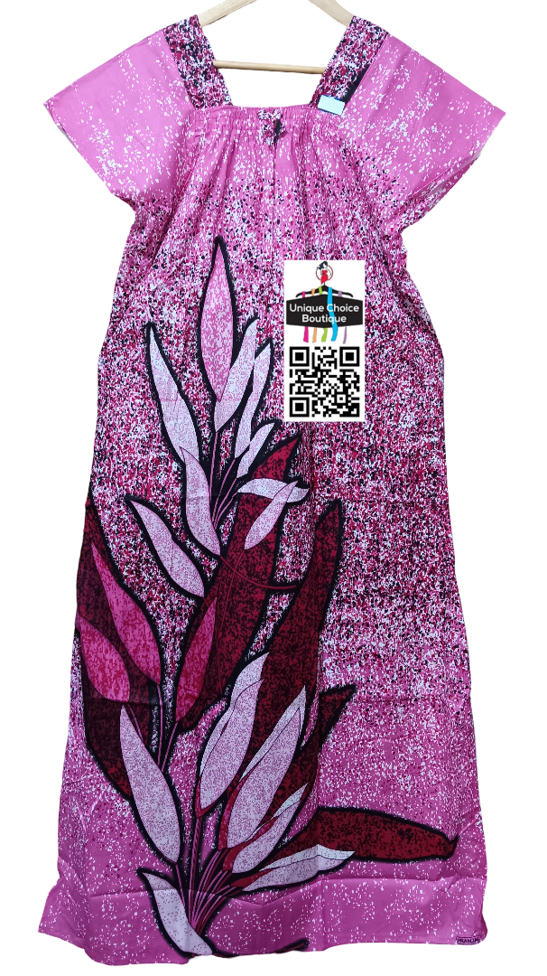 Pink Elastic Neck Pure Cotton Nighty, No zip Nighty
