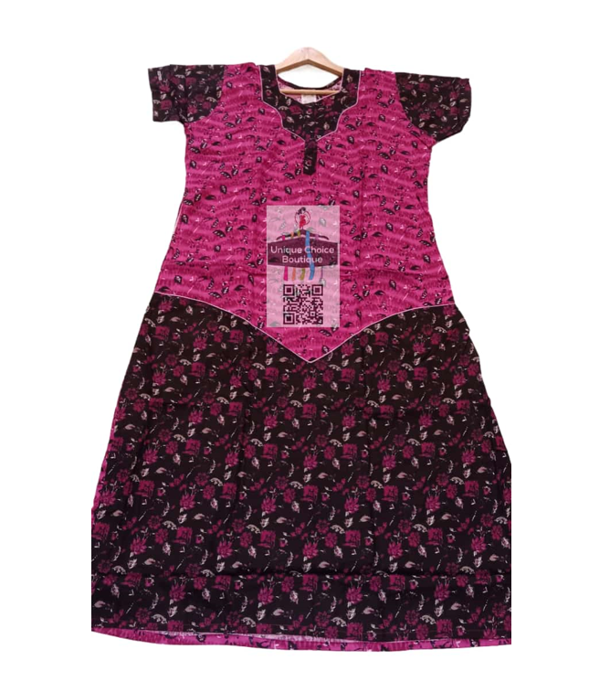 UNIQUE CHOICE Cotton Nighty, Night Gown-Pink