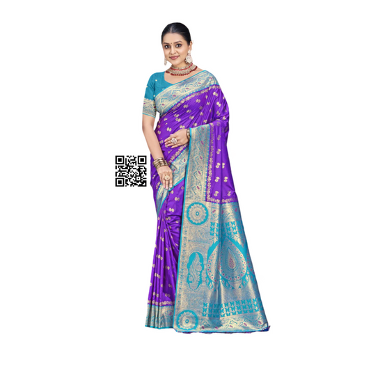 Budget Friendly Banarasi Silk Saree-Violet