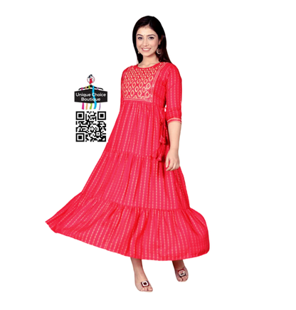 Red Anarkali Kurti/ Umbrella Kurti/ Long Kurti/ Frock