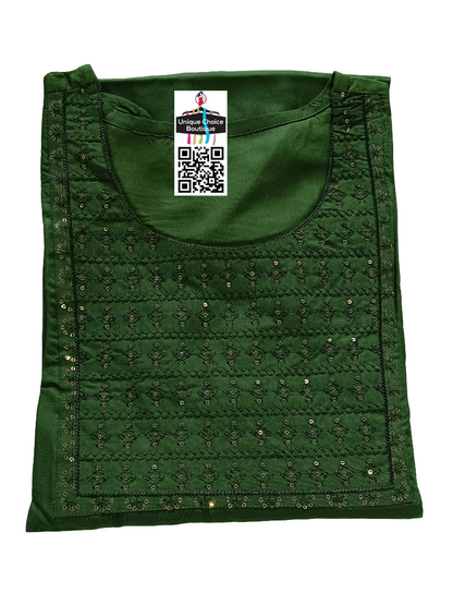 كورتي مستقيمة باللون الأخضر من Mehandi مقاس كبير مع تسلسل عمل على النير - مقاسات 3XL/ 4XL/5XL/6XL